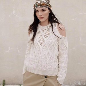 NWT Zara Woman Ecru White Cut Out Knit Sweater Bloggers Fave Size M Medium